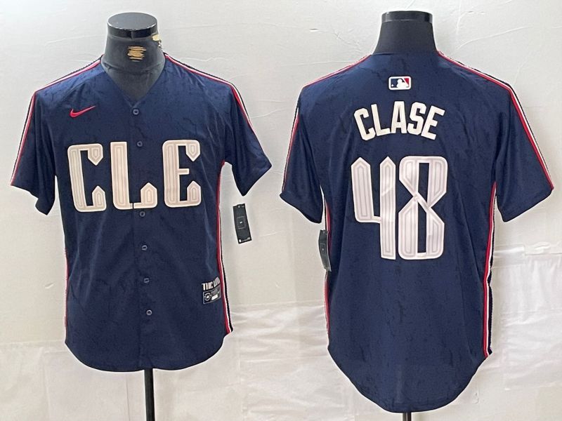 Men Cleveland Indians 48 Clase Blue City Edition Nike 2024 MLB Jersey style 1